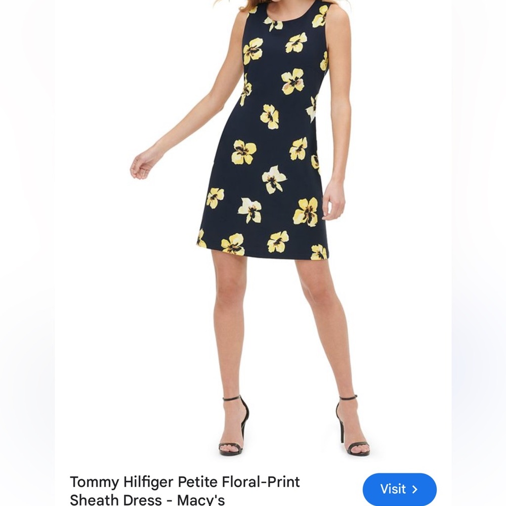 Tommy Hilfiger Navy Floral Sleeveless Scoop Neck Stretch Shift Dress Sz 4 EUC - Picture 14 of 17